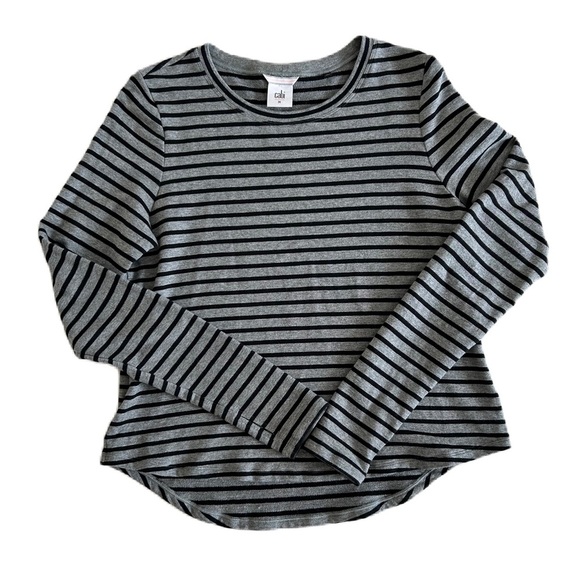 CAbi Tops - CAbi Women’s Black Gray Striped Long Sleeve Pivot Tee Medium #3809